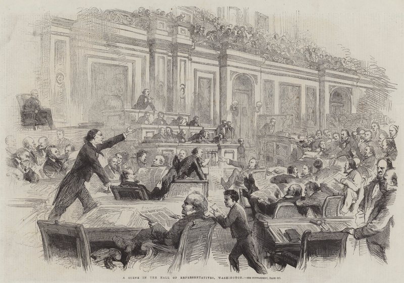 Scena w Sali Reprezentantów, Waszyngton autorstwa Thomas Nast