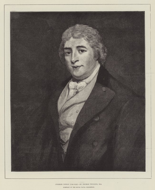 Charles Dibdin (1745-1814), Portret na Królewskiej Wystawie Marynarki Wojennej autorstwa Thomas Phillips