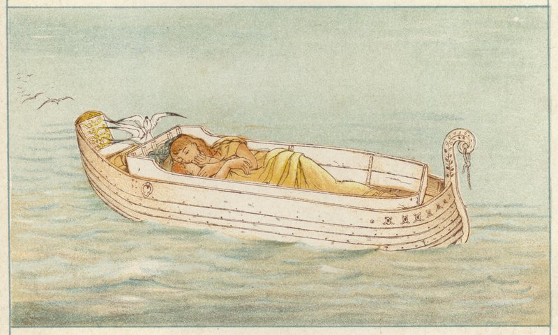 Danae i Perseusz (kolor lito) autorstwa Thomas Ralph Spence