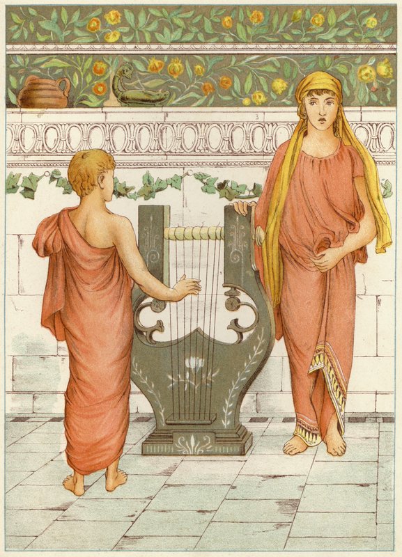 Perseusz i lekcja muzyki (kolor lito) autorstwa Thomas Ralph Spence