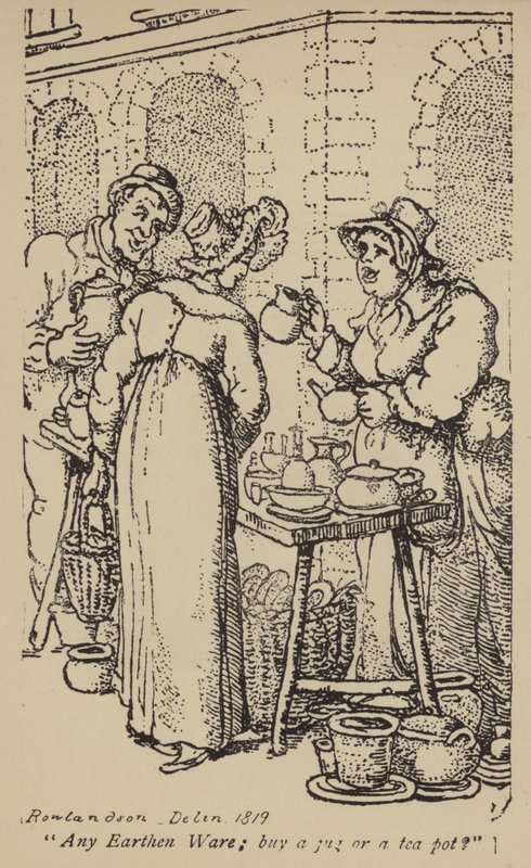 Wszelkie wyroby ziemne; kupić dzbanek lub dzbanek do herbaty? autorstwa Thomas Rowlandson