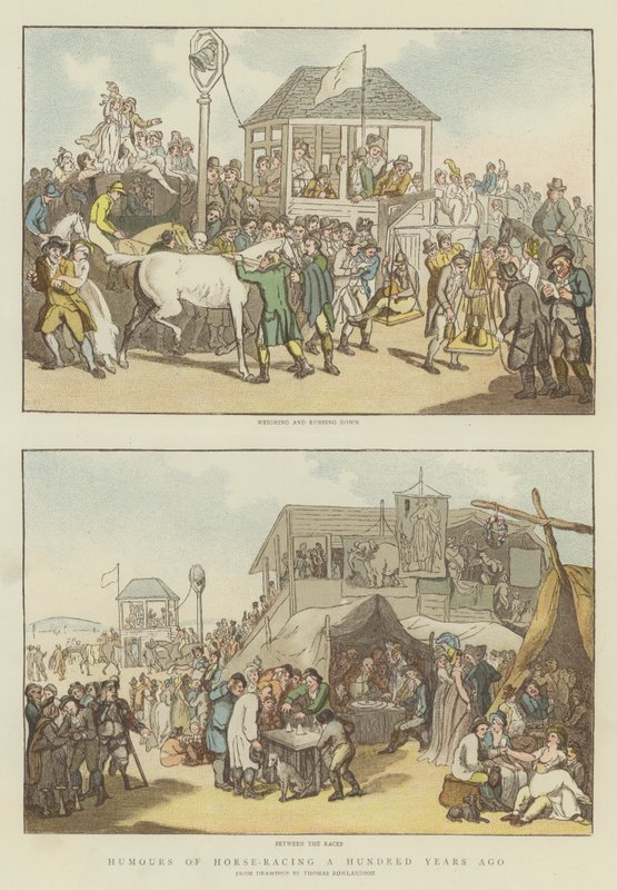 Humory o wyścigach konnych sto lat temu (chromolitho) autorstwa Thomas Rowlandson