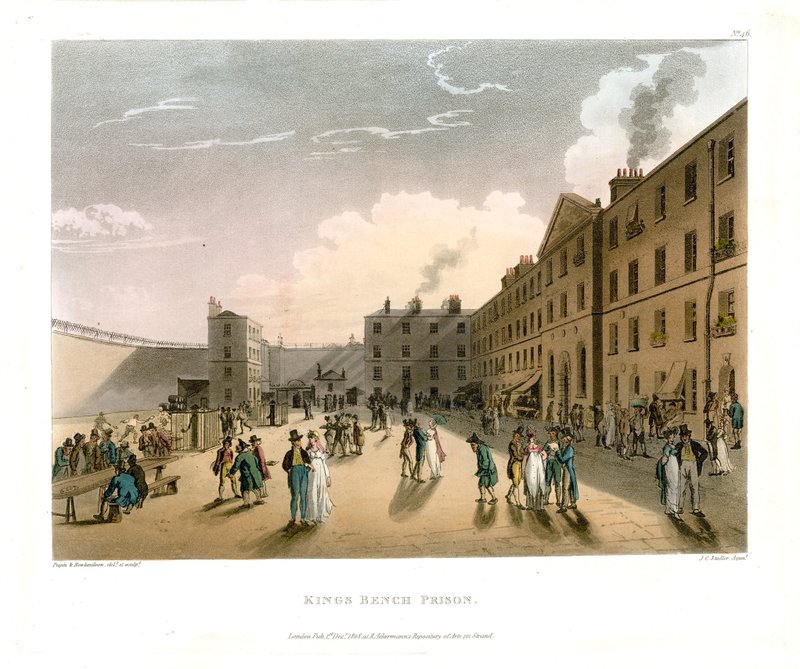 Więzienie Ławy Królewskiej autorstwa Thomas Rowlandson