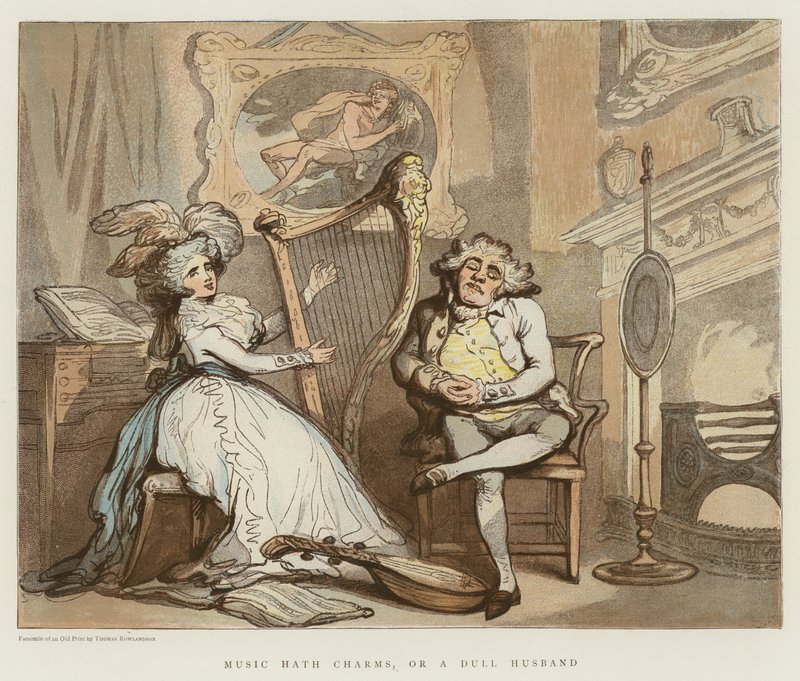 Music Hath Charms lub Nudny Mąż (chromolitho) autorstwa Thomas Rowlandson