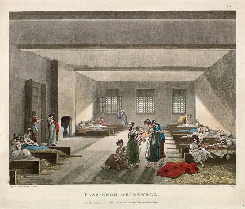 Przechodnia Więzienie Bridewell autorstwa Thomas Rowlandson