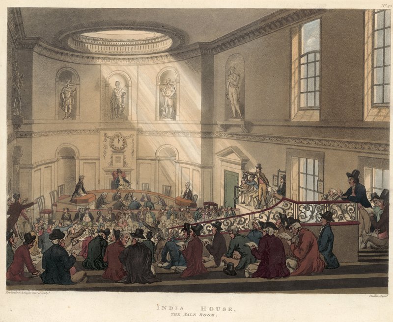 Sala Sprzedaży, Dom Wschodnioindyjski autorstwa Thomas Rowlandson