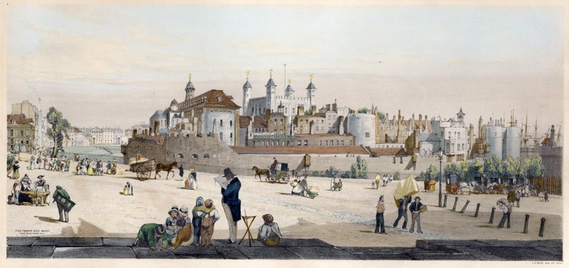 Tower of London i Mint z Great Tower Hill autorstwa Thomas Shotter Boys
