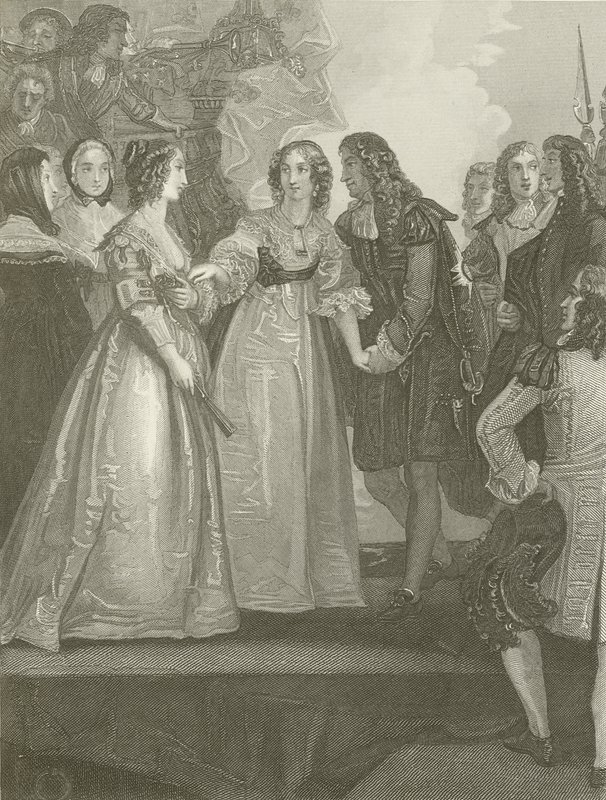 Karol II przyjmujący księżnę Orleanu w Dover autorstwa Thomas Stothard