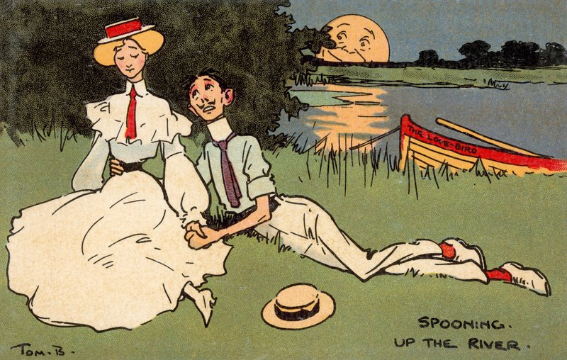 Łyżką w górę rzeki (chromolitho) autorstwa Tom Browne
