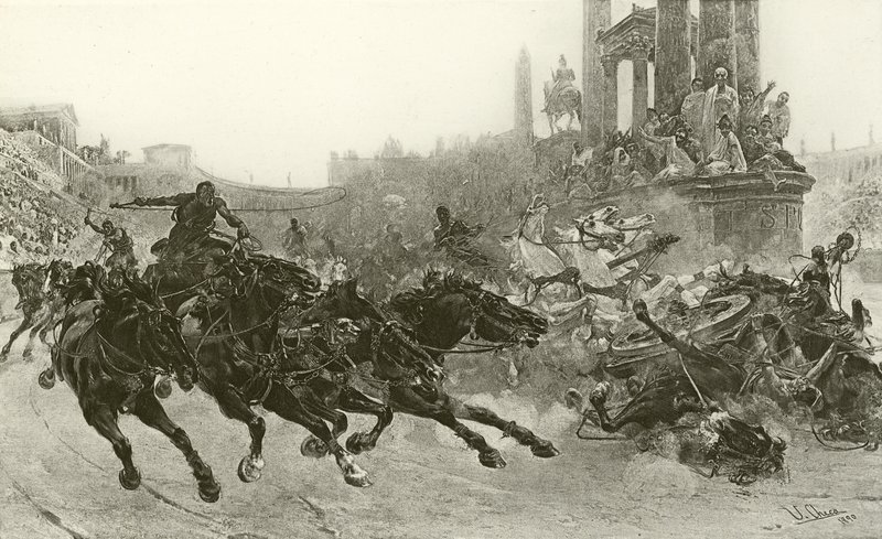 Rzym pod Trajanem - Wyścig rydwanów (wklęsłodruk) autorstwa Ulpiano Checa y Sanz