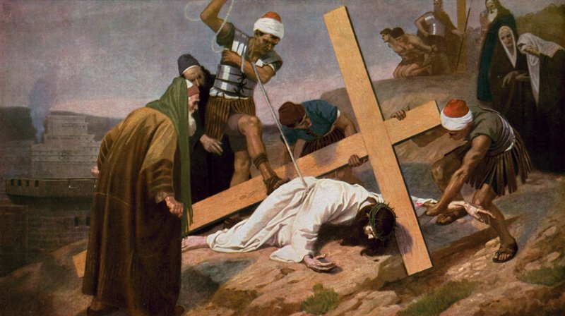 Jezus upada po raz trzeci niosąc swój krzyż autorstwa Unbekannt Unbekannt