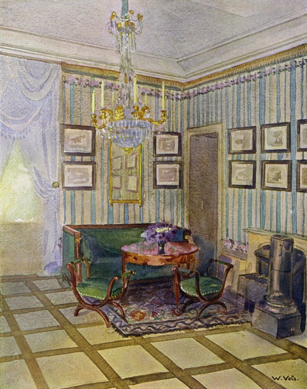 Salon w Zamku Stutensee, niedaleko Karlsruhe, Urządzony w stylu klasycznym, około 1800 autorstwa Unbekannt Unbekannt