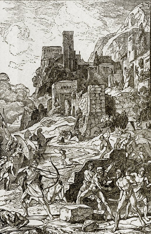 Wikingowie atakujący Celtów, ilustracja z The Story of Man J.W. Buel autorstwa Unknown