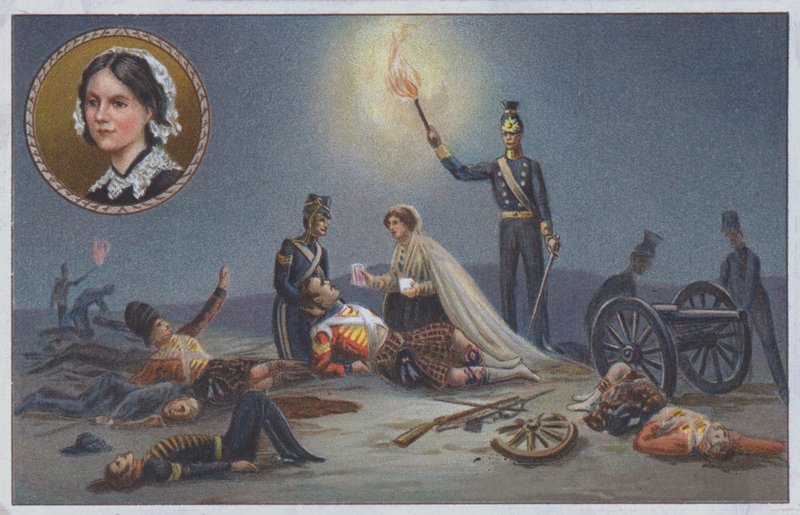 Florence Nightingale pomagająca rannym i umierającym na polu bitwy podczas wojny krymskiej autorstwa Unknown artist
