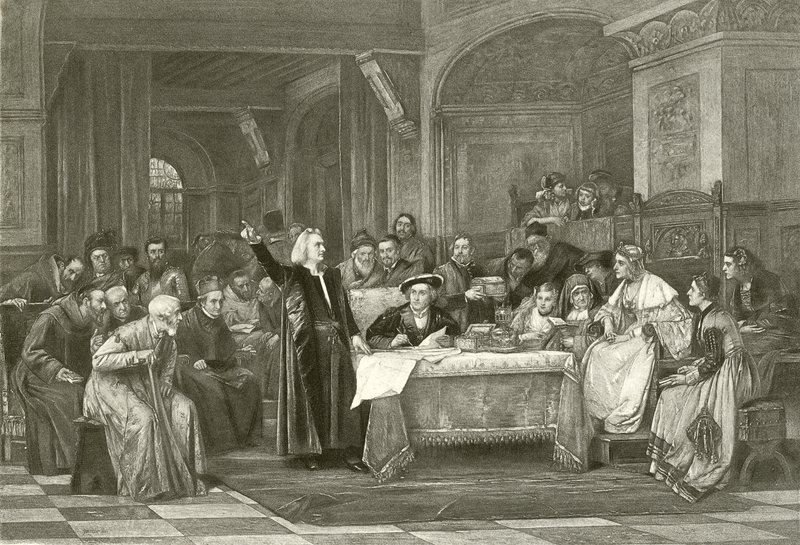 Kolumb przed Izabelą (wklęsłodruk) autorstwa Vaclav Brozik