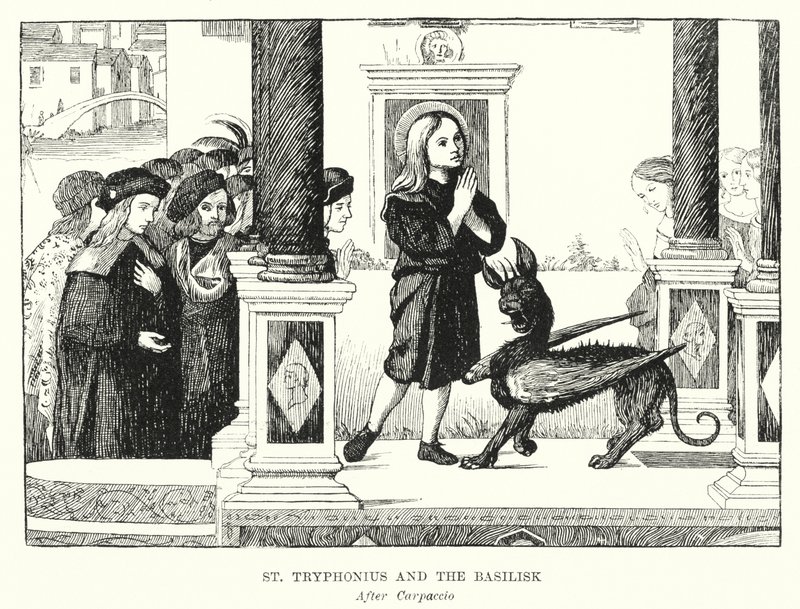 Św. Tryfoniusz i Bazyliszek (rycina) autorstwa Vittore (after) Carpaccio