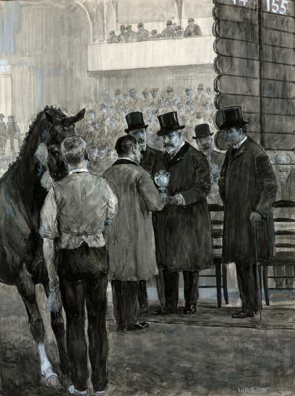 Król Edward VII na Hackney Horse Show wręczający puchar autorstwa W.R.S. Stott