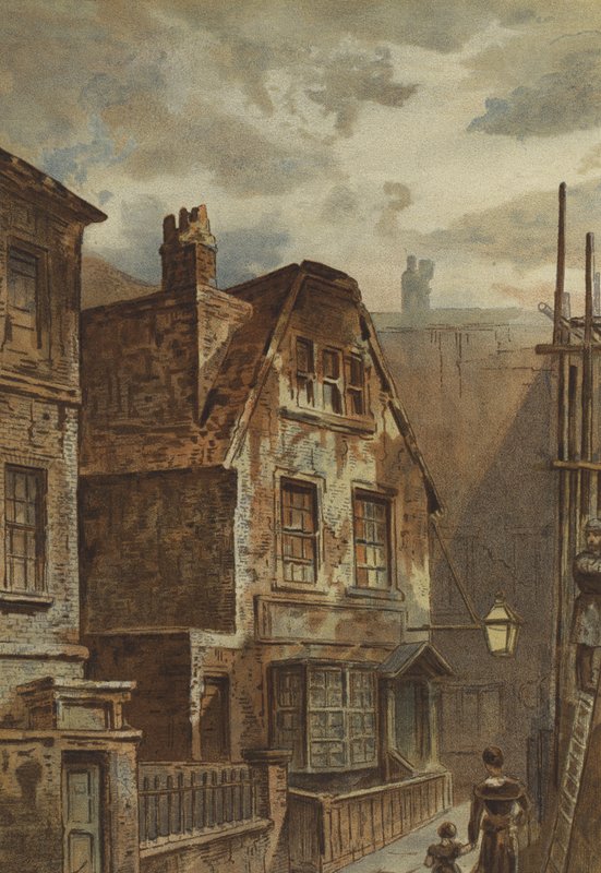 Stary dom za Ludgate (chromolitho) autorstwa Waldo Sargeant
