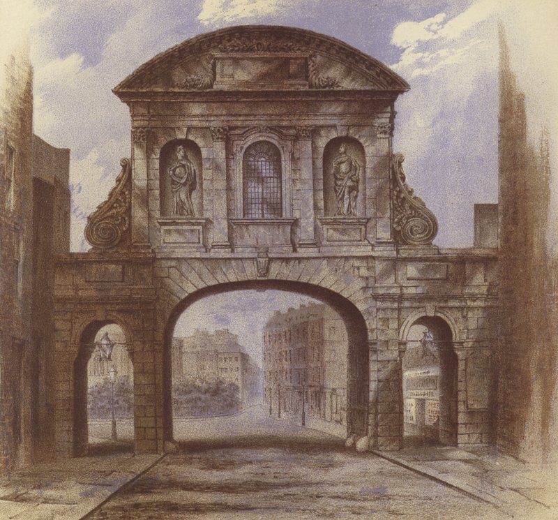 Temple Bar, Fleet Street (chromolitho) autorstwa Waldo Sargeant