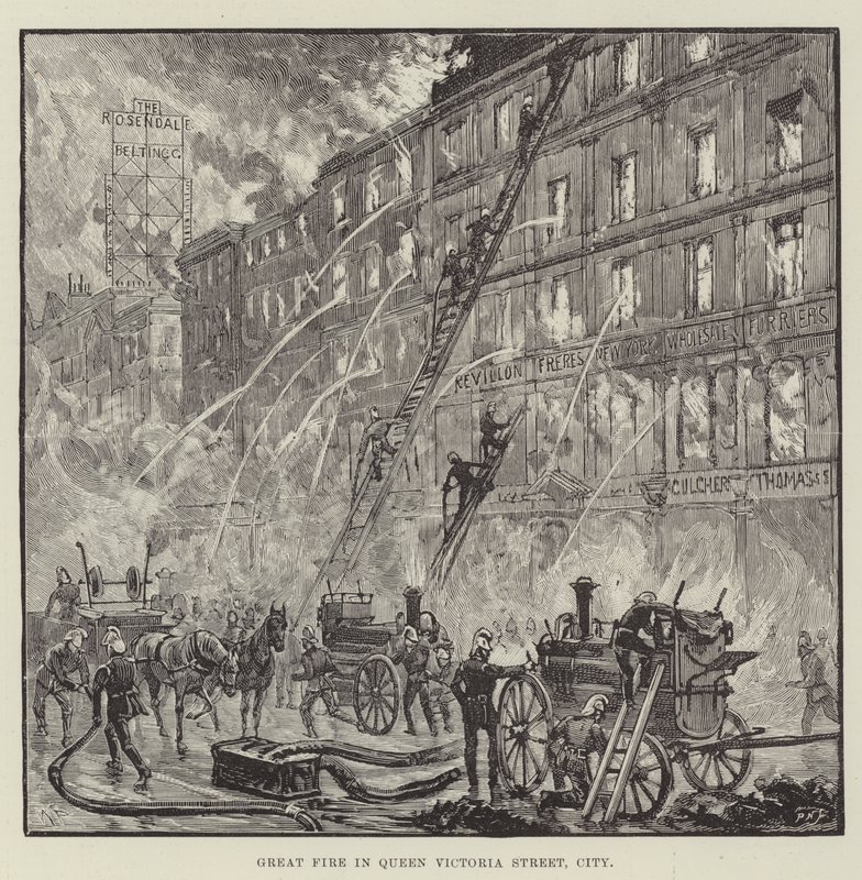Wielki pożar na Queen Victoria Street w mieście? autorstwa Walter Paget