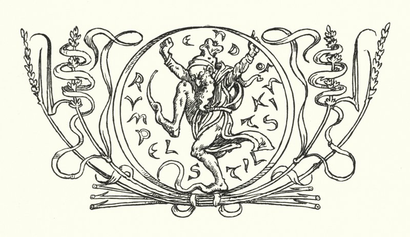 Rumpelstiltskin (grawerowanie) autorstwa Walter (after) Crane