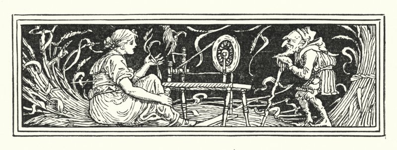 Rumpelstiltskin (grawerowanie) autorstwa Walter (after) Crane