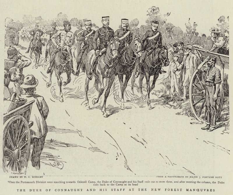 Książę Connaught i jego sztab w New Forest Maneuvers autorstwa Walter Charles Horsley