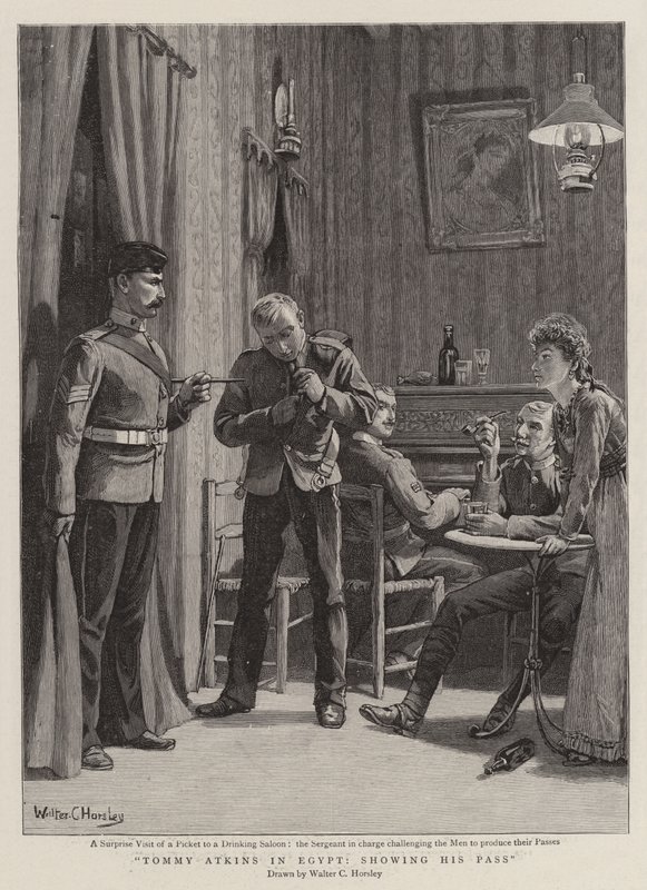 Tommy Atkins w Egipcie, pokazując swoją przepustkę autorstwa Walter Charles Horsley