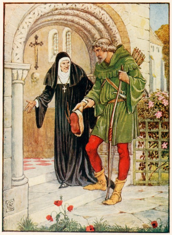 Robin Hood zawita do Kirklees Hall autorstwa Walter Crane