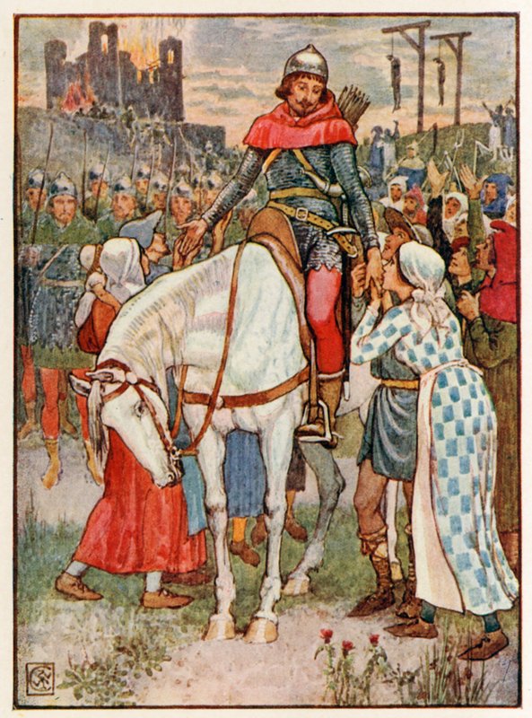 Chłopi dziękują Robin Hoodowi autorstwa Walter Crane