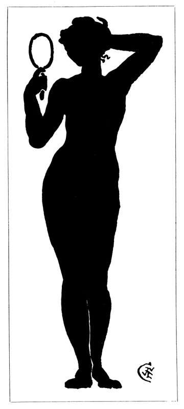 Sylwetka nagiej kobiety trzymającej lustro (lito) autorstwa Walter Crane