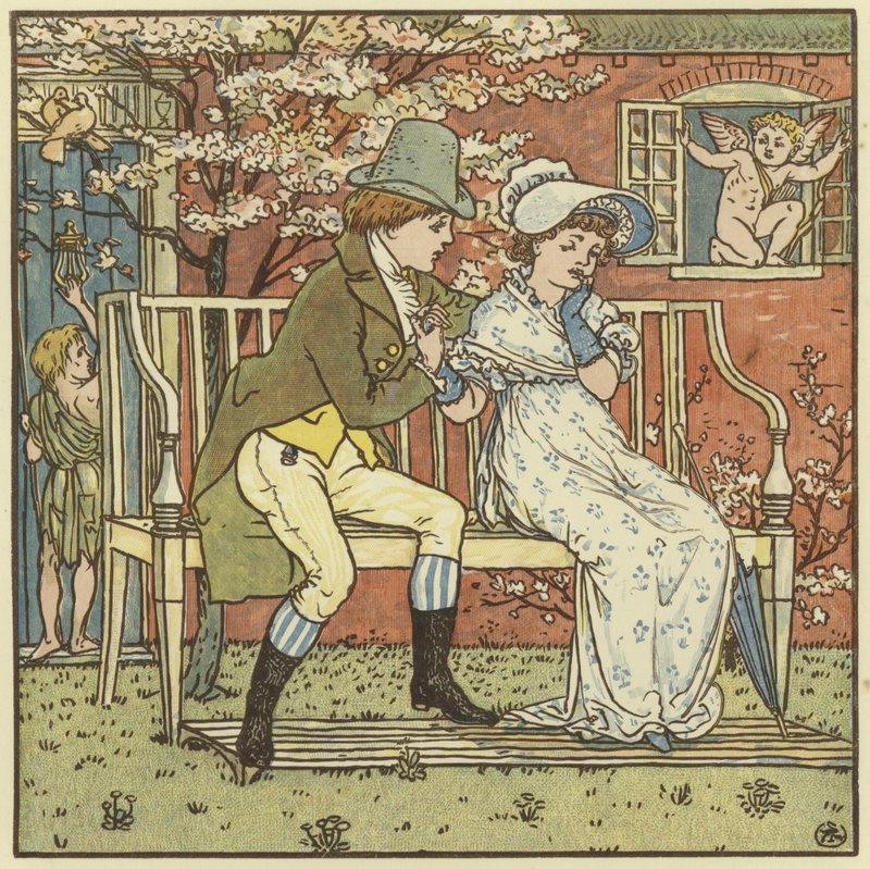 Był mały mężczyzna i zalotywał się w małą pokojówkę autorstwa Walter Crane