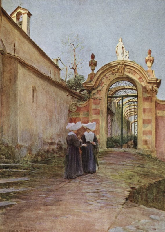 Wejście, Villa Centurione, Santa Margherita Ligure (kolor lito) autorstwa Walter Frederick Roofe Tyndale