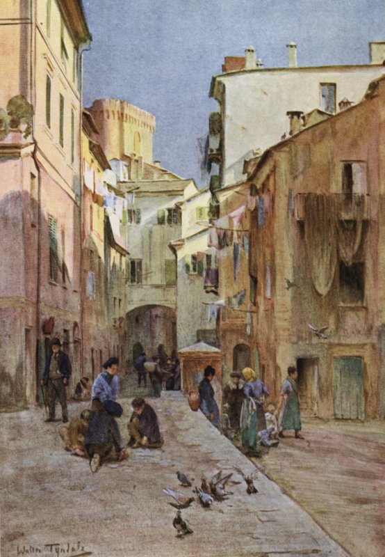 La Piazza, Sestri Levante (kolor lito) autorstwa Walter Frederick Roofe Tyndale