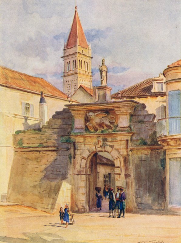 Jedna z bram Trau (kolorowa litografia) autorstwa Walter Frederick Roofe Tyndale