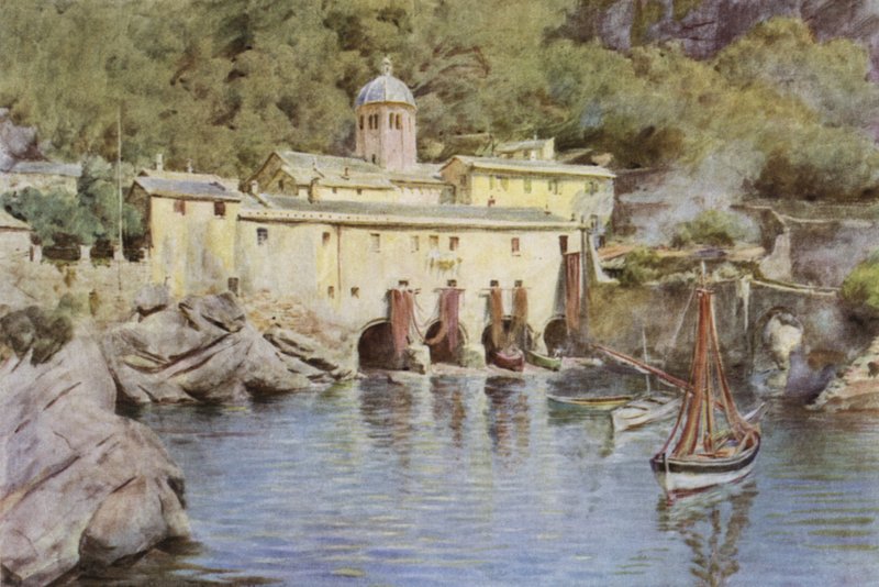 S Fruttuoso, Portofino, Włochy (kolor lito) autorstwa Walter Frederick Roofe Tyndale