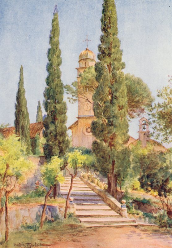 Klasztor w Savinie (kolorowa litografia) autorstwa Walter Frederick Roofe Tyndale