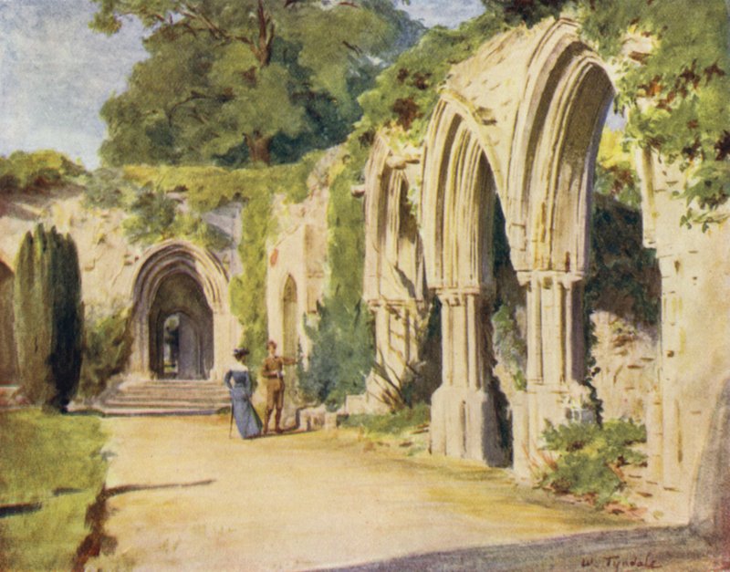 The New Forest: The Cloisters, Beaulieu Abbey (kolor lito) autorstwa Walter Frederick Roofe Tyndale