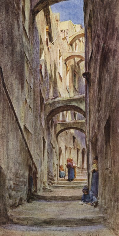 Vicolo Della Provvidenza, Sanremo (kolor lito) autorstwa Walter Frederick Roofe Tyndale