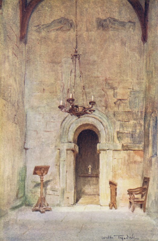 Wessex: Saksoński kościół w Wessex (kolorowa litografia) autorstwa Walter Frederick Roofe Tyndale