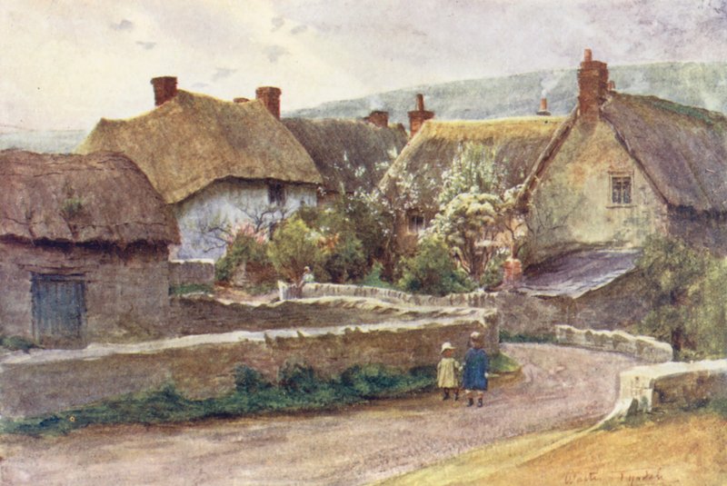 Wessex: Wioska Wessex (kolorowa litografia) autorstwa Walter Frederick Roofe Tyndale