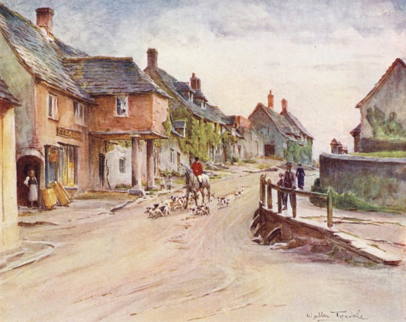 Wessex: East Street, Corfe Castle (kolorowa litografia) autorstwa Walter Frederick Roofe Tyndale