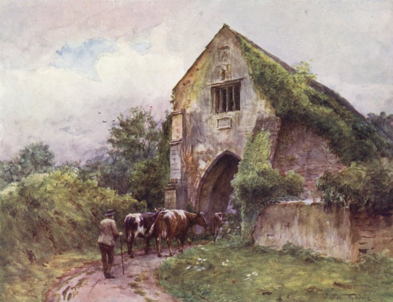 Wessex: Brama wejściowa, Cleeve Abbey (kolorowa litografia) autorstwa Walter Frederick Roofe Tyndale