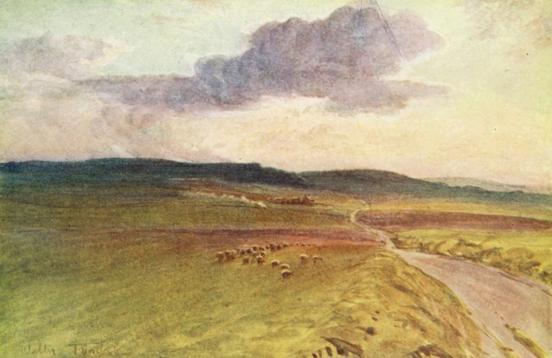 Wessex: Near Maiden Castle, Dorchester (kolorowa litografia) autorstwa Walter Frederick Roofe Tyndale