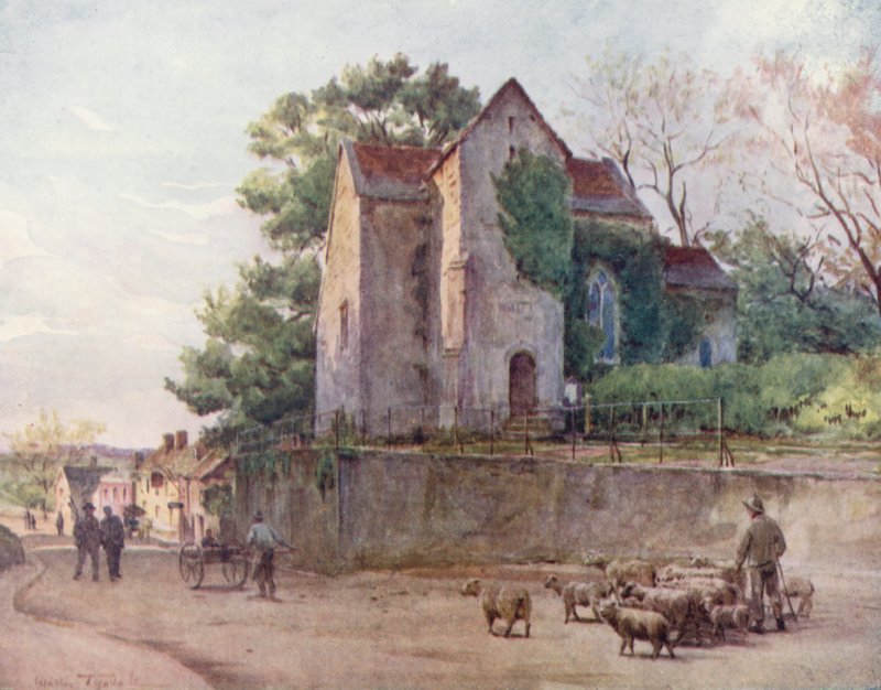 Wessex: Saksoński kościół w Wareham (kolorowa litografia) autorstwa Walter Frederick Roofe Tyndale