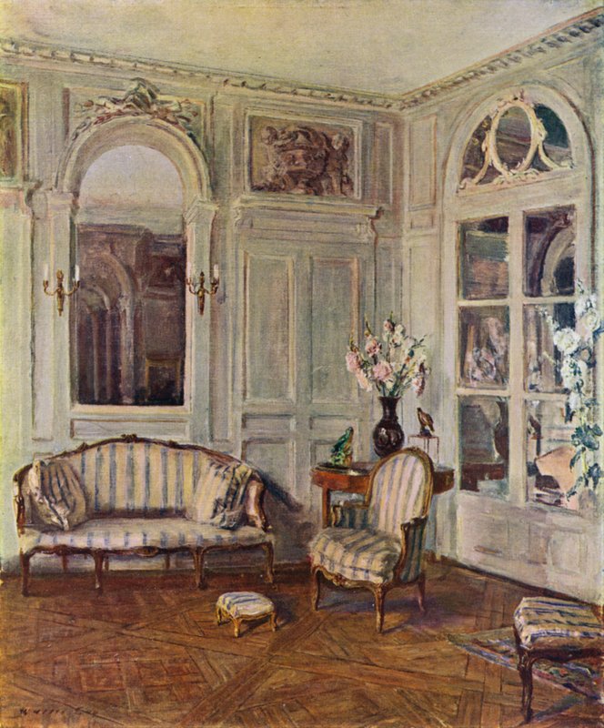 Salon Biały w St Brice, Francja, Dom Edith Wharton, styl Ludwika XVI, ok. 1760-70 (kolor lito) autorstwa Walter Gay