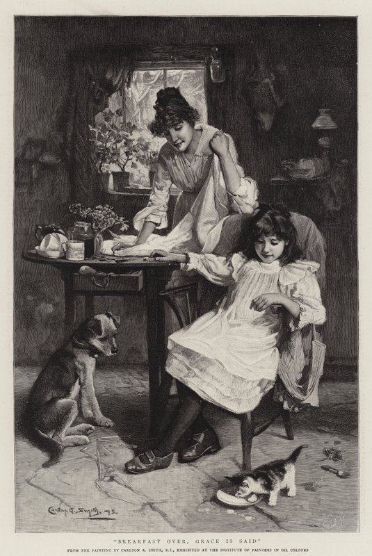 Śniadanie skończone, Grace jest powiedziana (grawerunek) autorstwa Walter Granville Smith