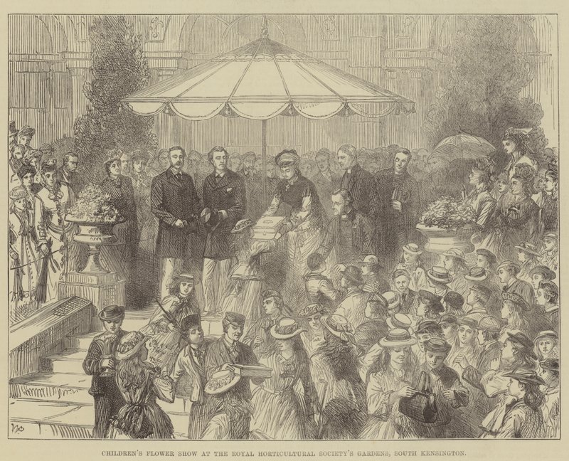 Pokaz kwiatów dla dzieci w ogrodach Królewskiego Towarzystwa Ogrodniczego, South Kensington autorstwa Walter Paget
