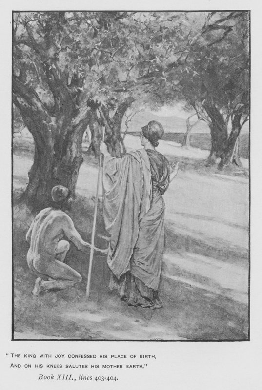 Ilustracja do Odysei Homera Papieża (lito) autorstwa Walter Paget