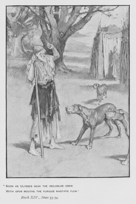 Ilustracja do Odysei Homera Papieża (lito) autorstwa Walter Paget